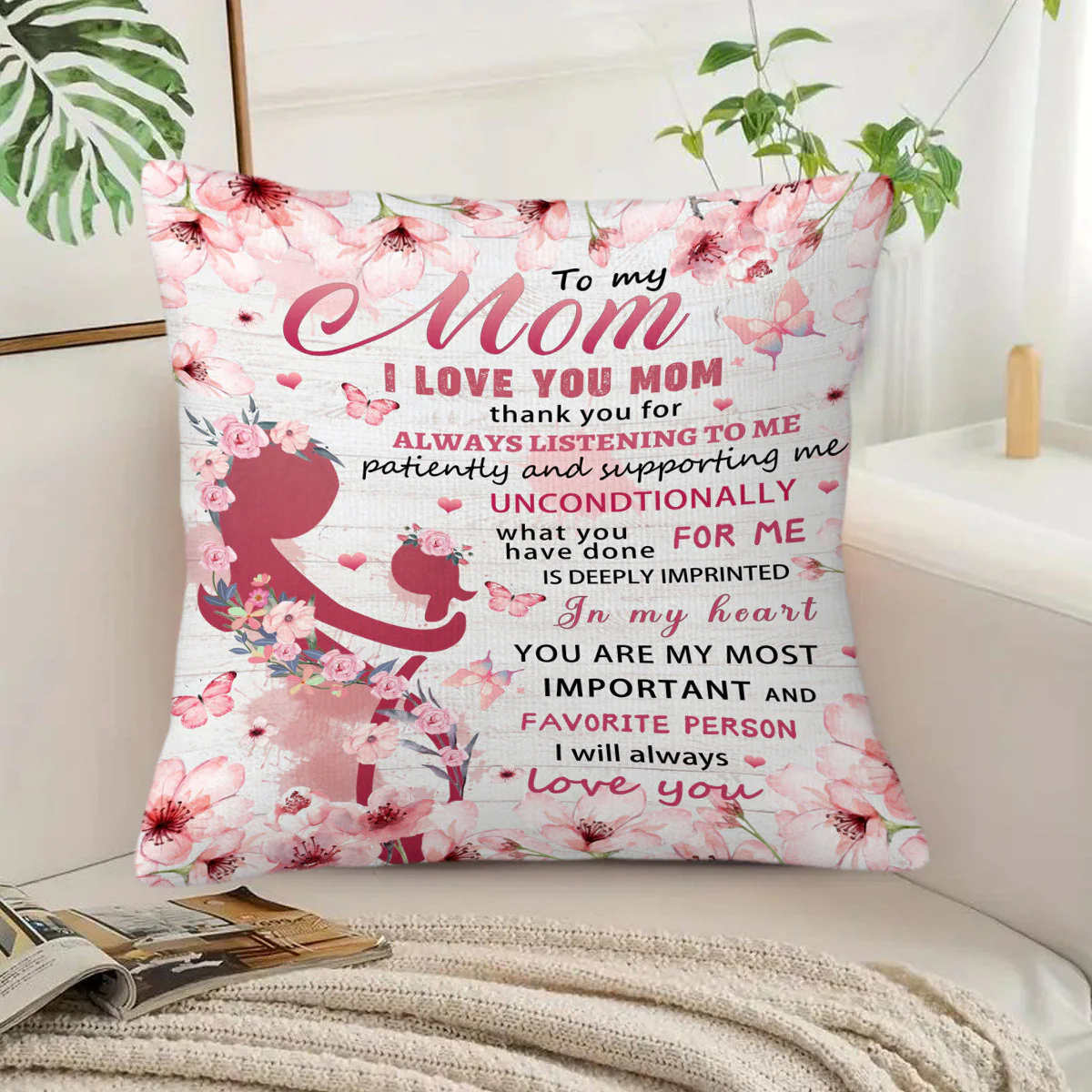 Coussin décoratif citation pour maman – Cadeau sentimental fête des mères, style contemporain, pour chambre ou salon, femme - Image 9