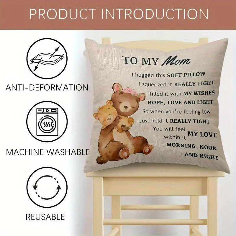Coussin décoratif poétique pour maman – Style tendre et message réconfortant – Cadeau femme, fête des mères, chambre ou salon - Image 3