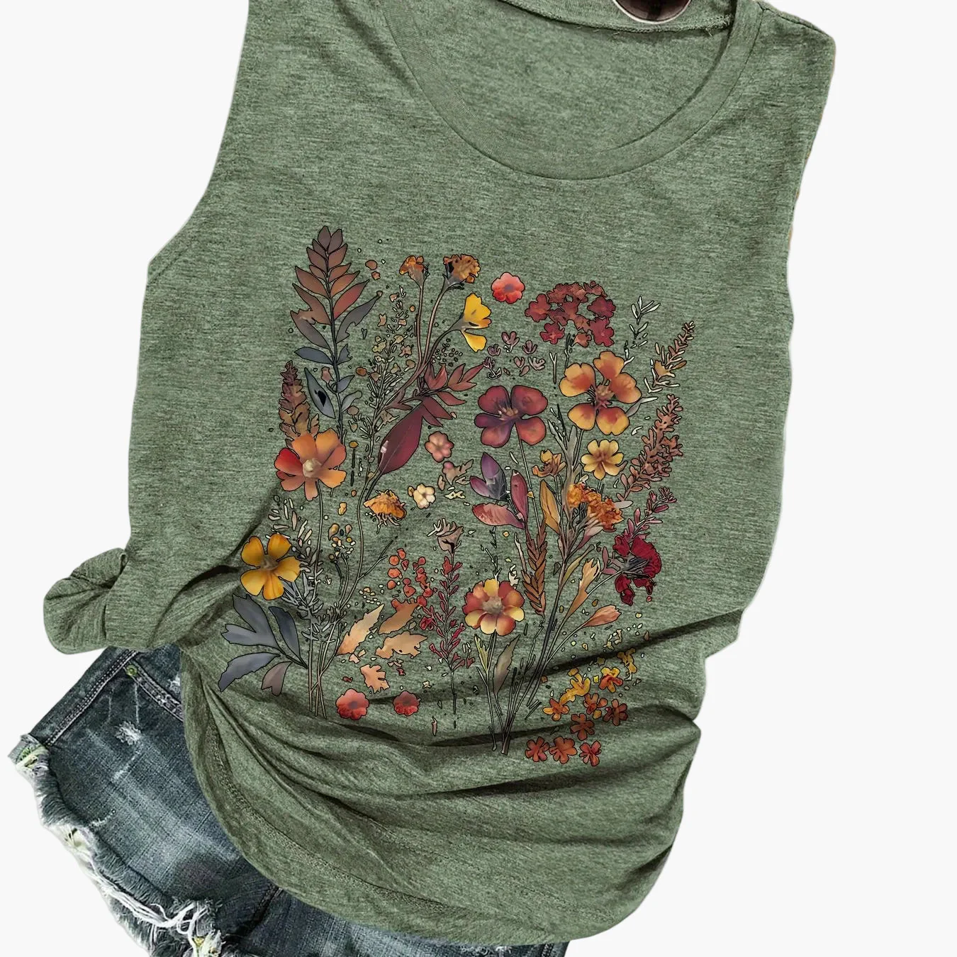 Débardeur décontracté femme à motif floral artistique pour l'été - Image 7