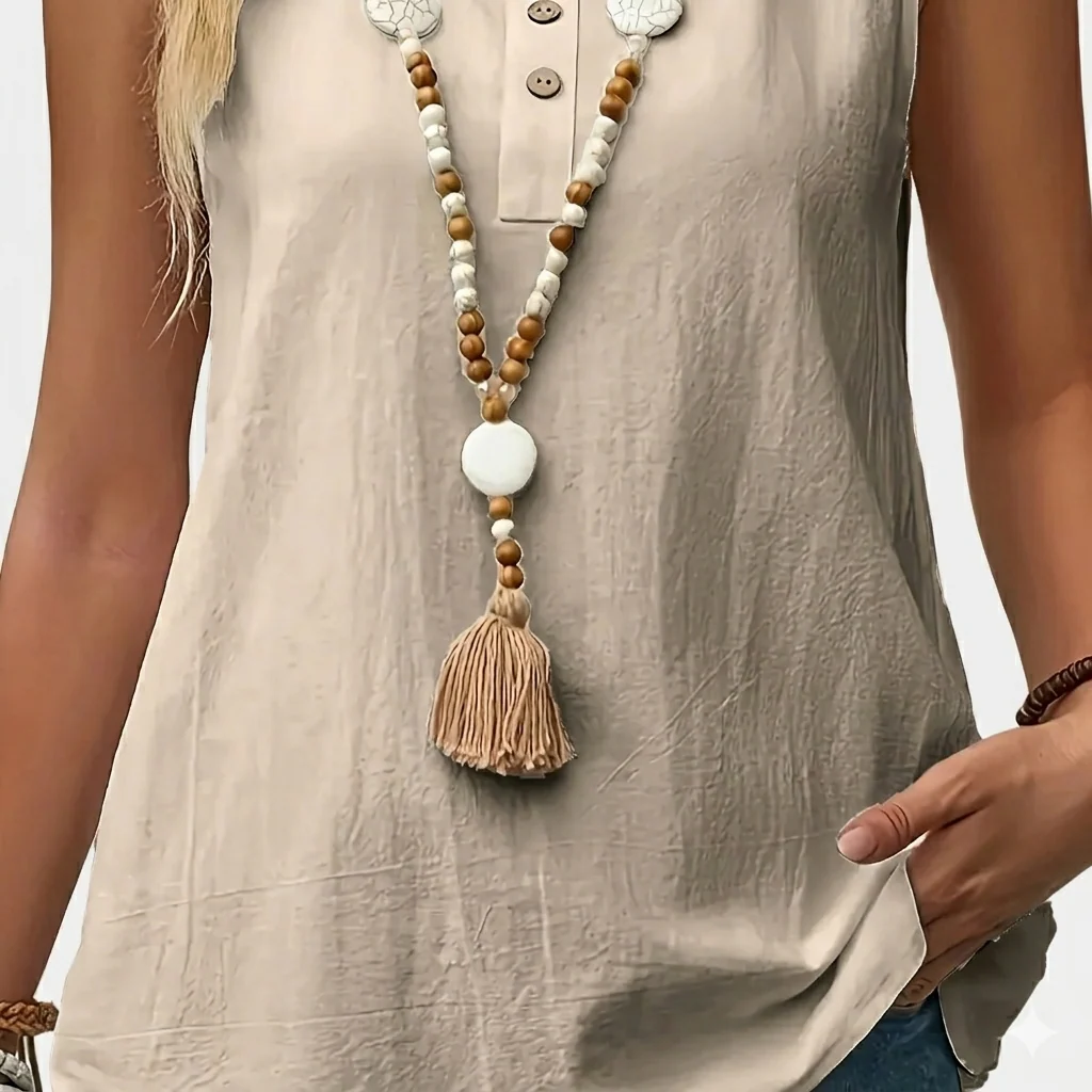 Débardeur décontracté femme sans manches style bohème chic pour l'été - Image 13