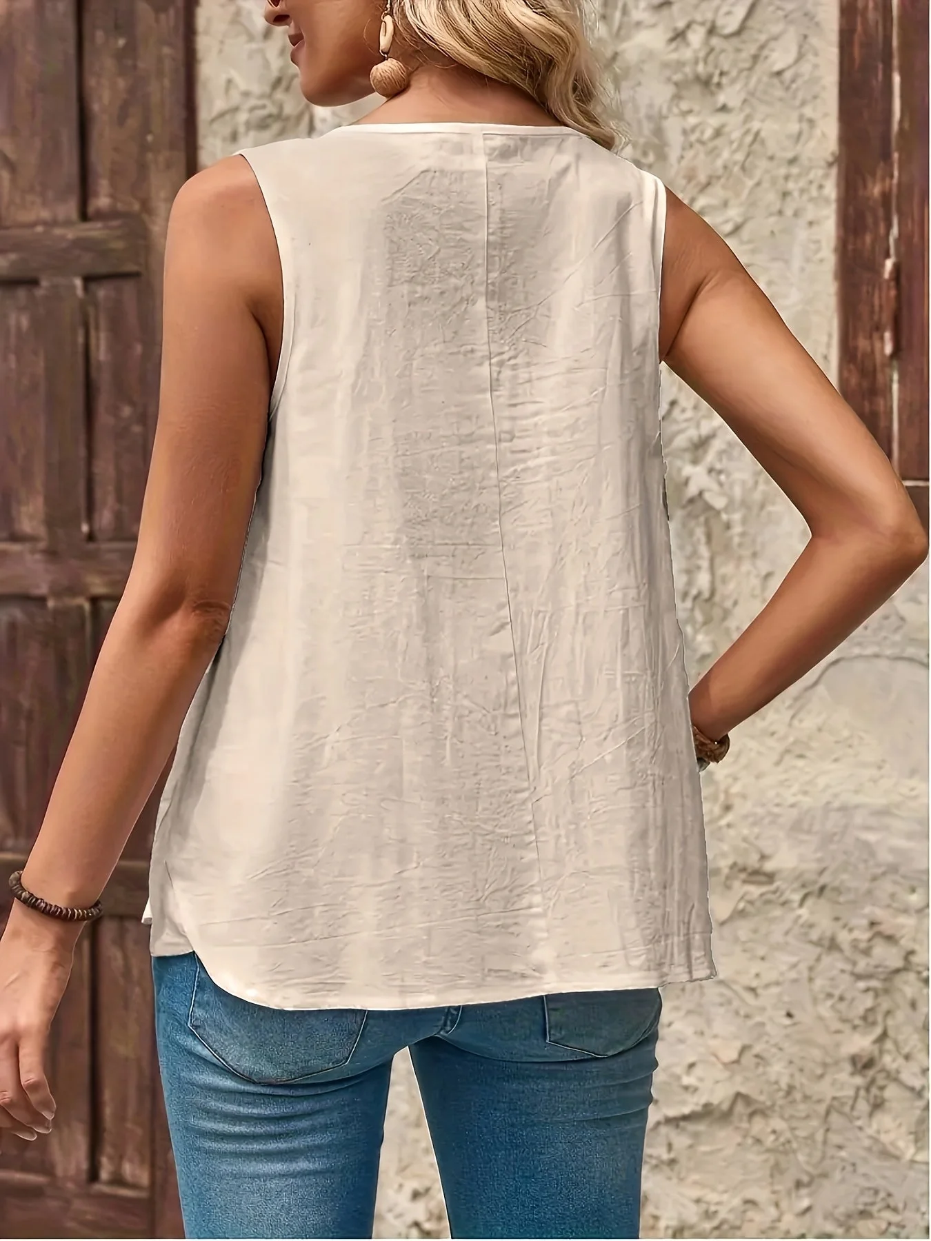 Débardeur décontracté femme sans manches style bohème chic pour l'été - Image 7