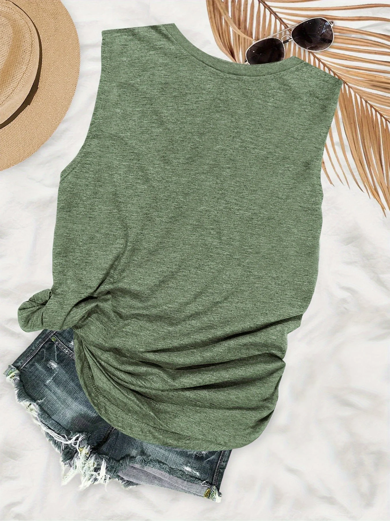 Débardeur d'été style vacances femme avec imprimé palmier – Look décontracté plage - Image 2