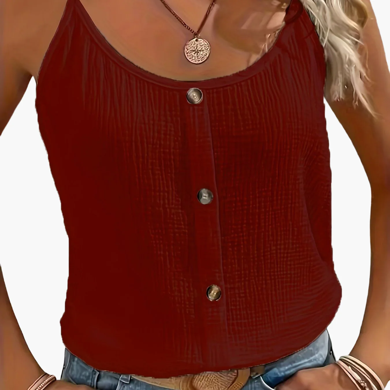 Débardeur Femme Élégant à Boutons Style Décontracté Été Printemps - Image 33
