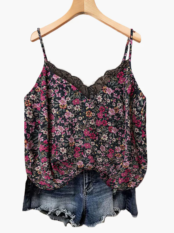 Débardeur femme à fines bretelles, style bohème fleuri, idéal été et vacances - Image 10