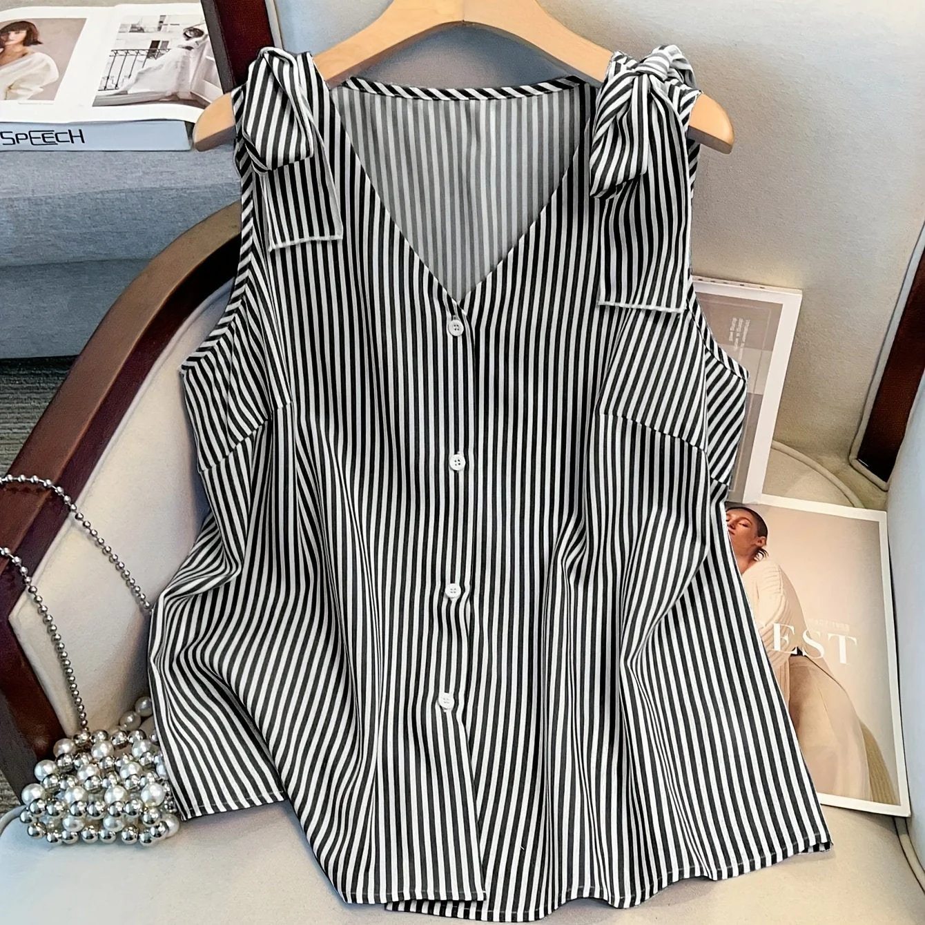 Débardeur femme grande taille à rayures style élégant pour le quotidien et bureau - Image 11