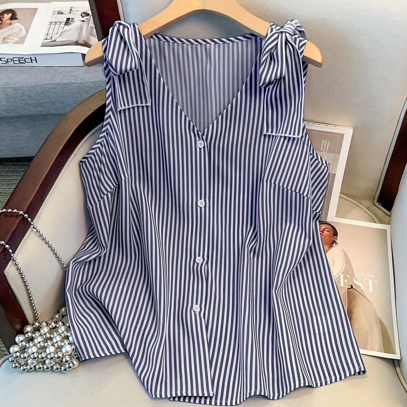 Débardeur femme grande taille à rayures style élégant pour le quotidien et bureau - Image 12