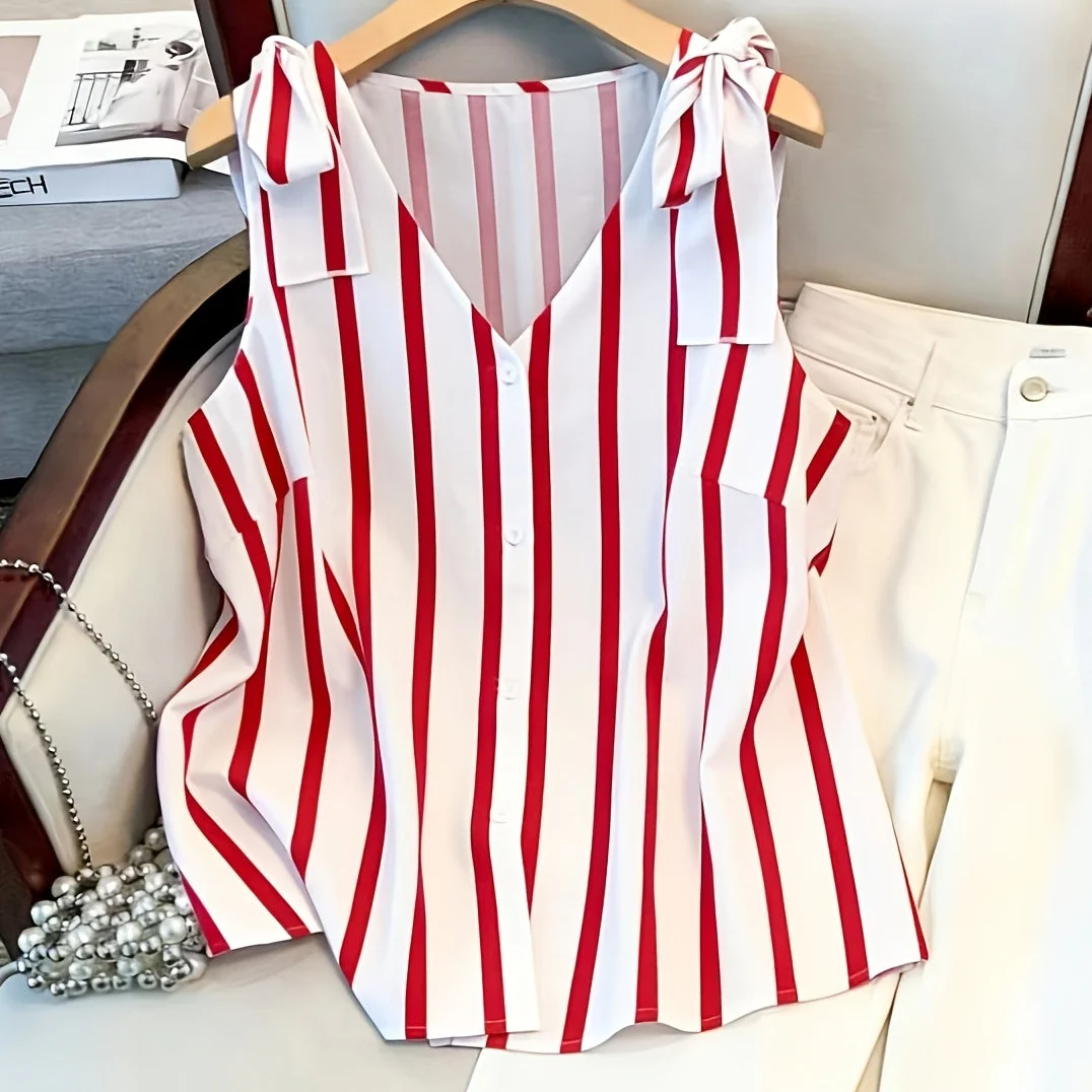 Débardeur femme grande taille à rayures style élégant pour le quotidien et bureau - Image 14