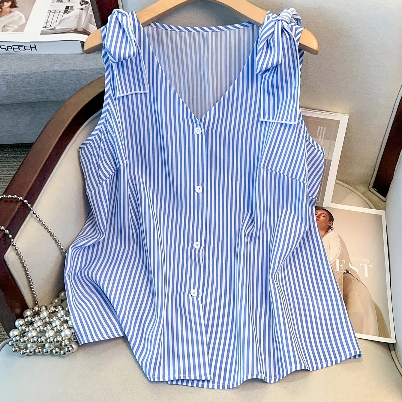 Débardeur femme grande taille à rayures style élégant pour le quotidien et bureau - Image 15
