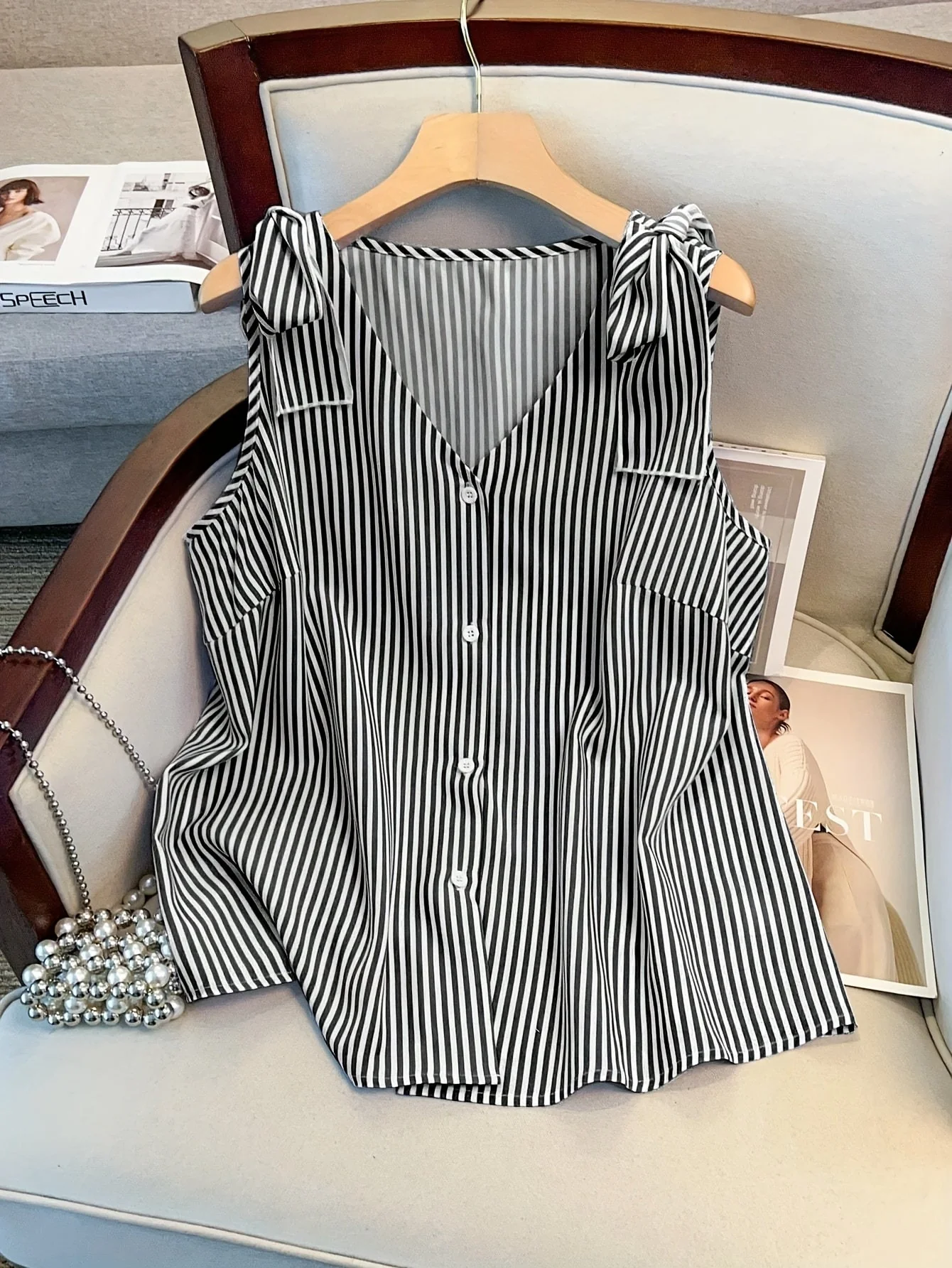 Débardeur femme grande taille à rayures style élégant pour le quotidien et bureau - Image 2