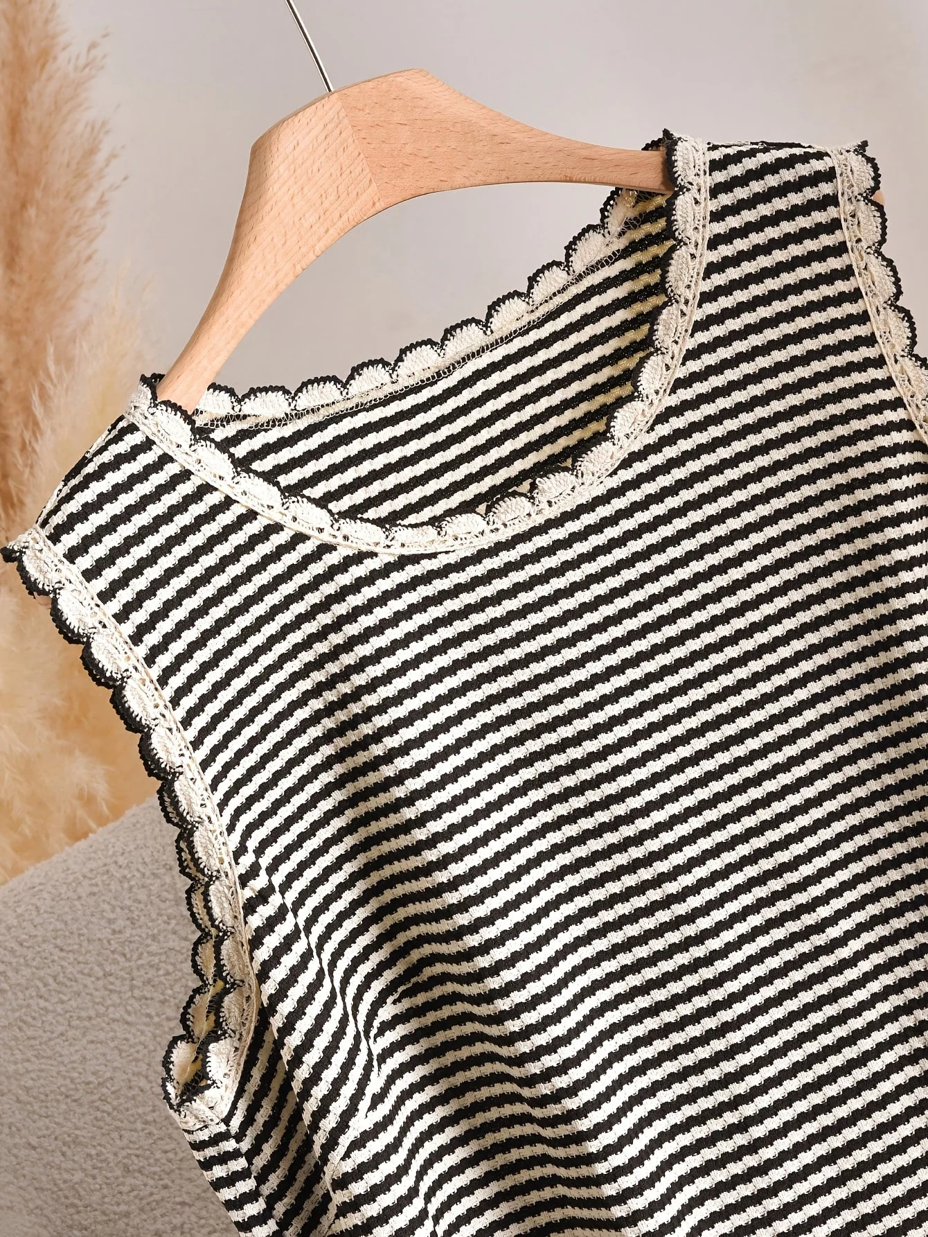 Débardeur femme grande taille style élégant à rayures avec détails à franges, pour printemps et été - Image 10