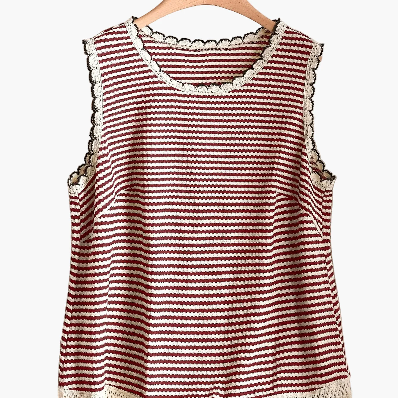 Débardeur femme grande taille style élégant à rayures avec détails à franges, pour printemps et été - Image 13