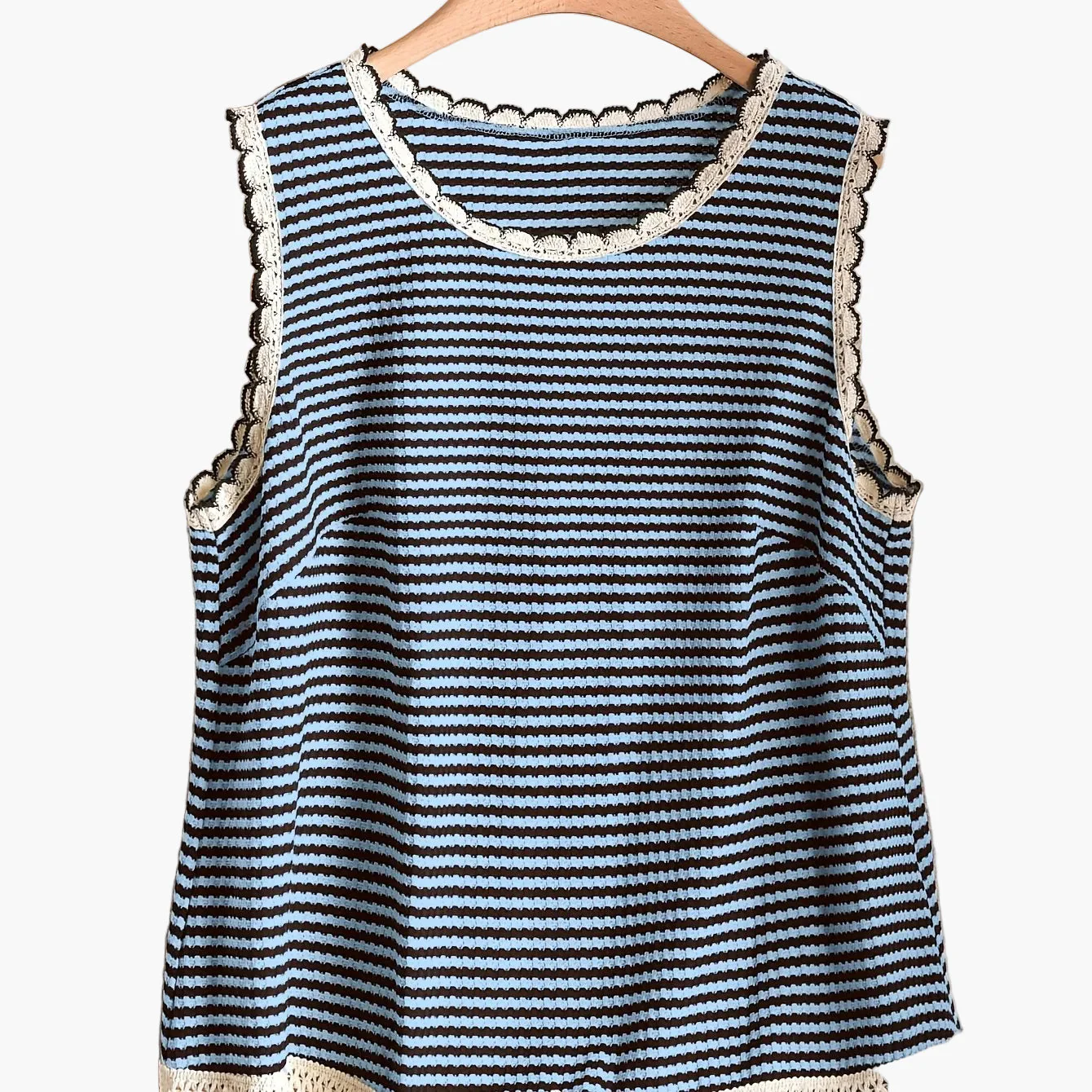Débardeur femme grande taille style élégant à rayures avec détails à franges, pour printemps et été - Image 15