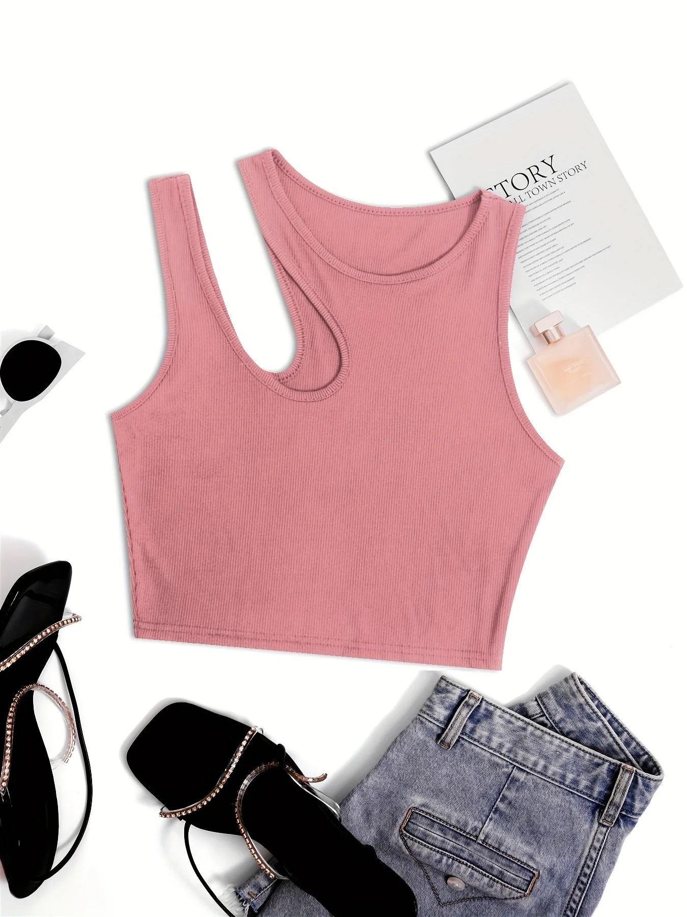Débardeur femme style asymétrique tendance pour l'été - coupe courte, look sexy et moderne - Image 2
