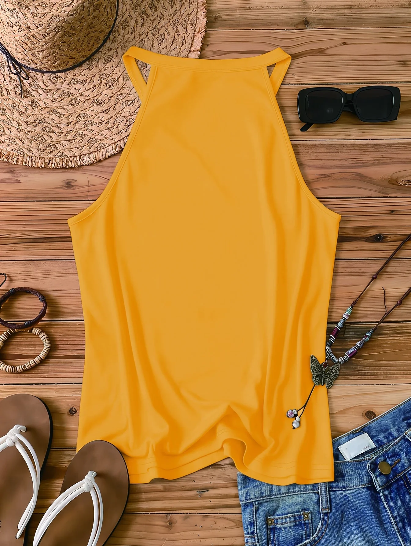 Débardeur Femme Style Bohème Casual - Motif Soleil et Message Positif - Idéal Été et Vacances - Image 8