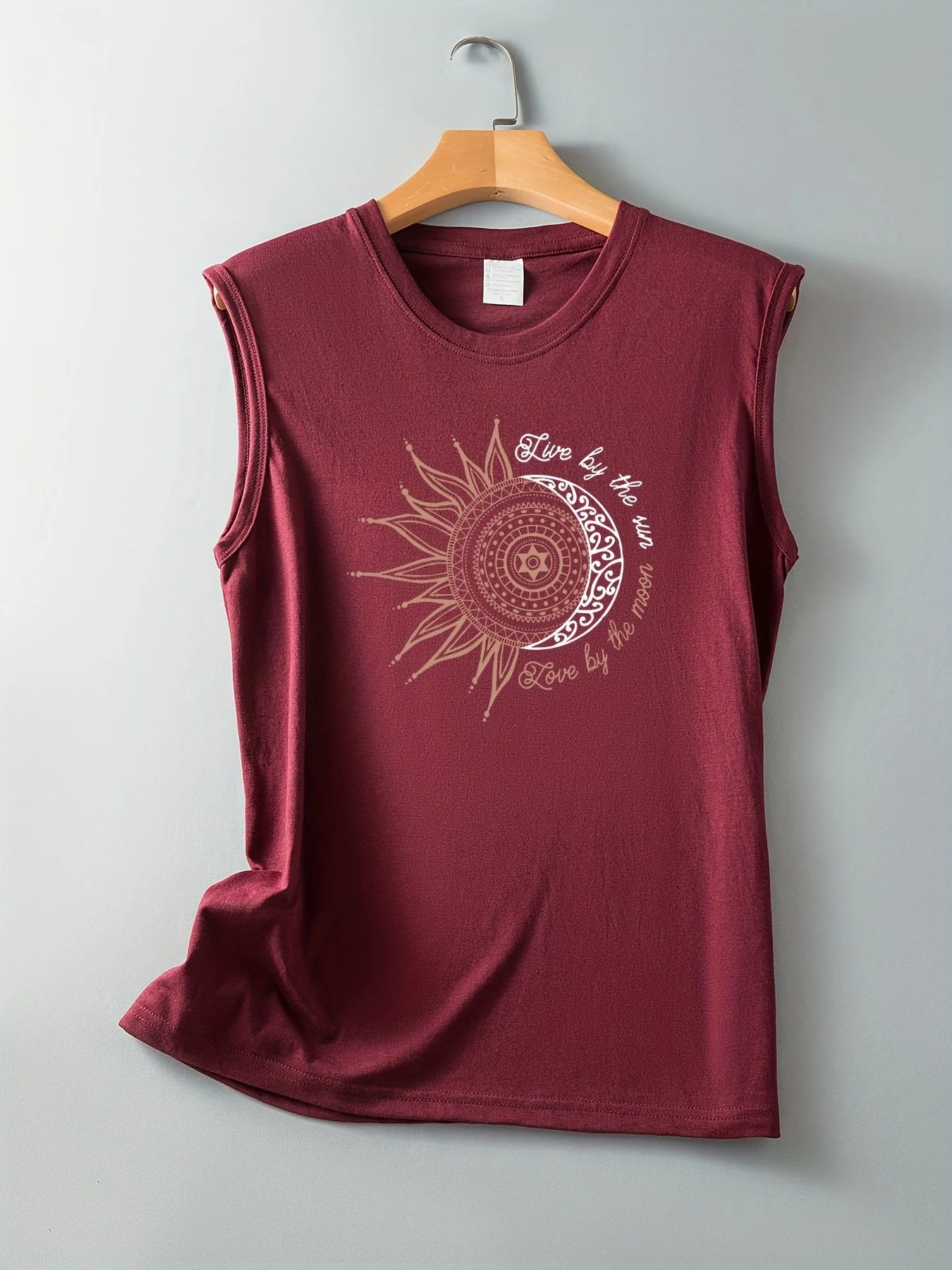 Débardeur femme style bohème graphique soleil et lune, casual été, tendance jeune - Image 5