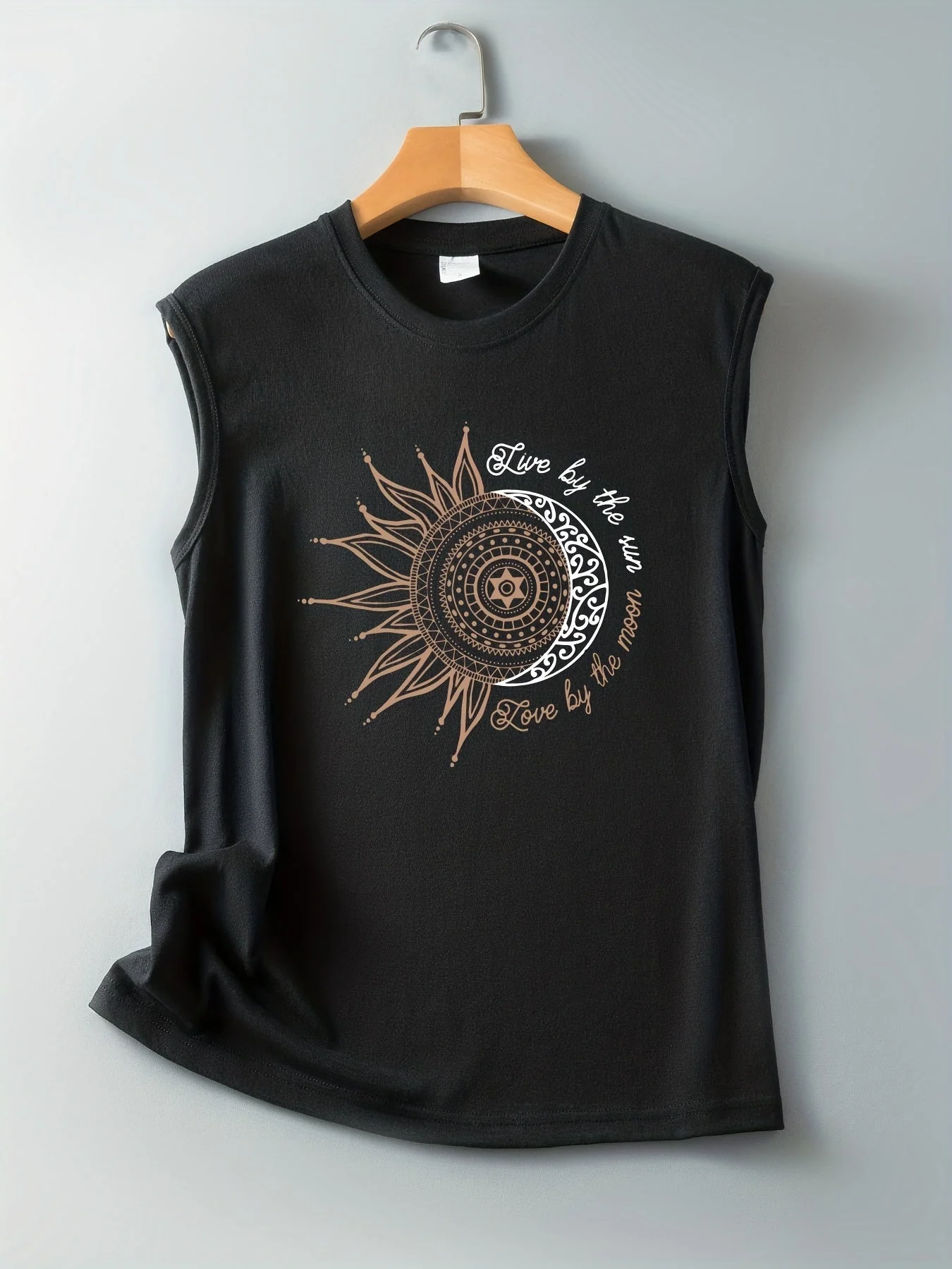 Débardeur femme style bohème graphique soleil et lune, casual été, tendance jeune - Image 7