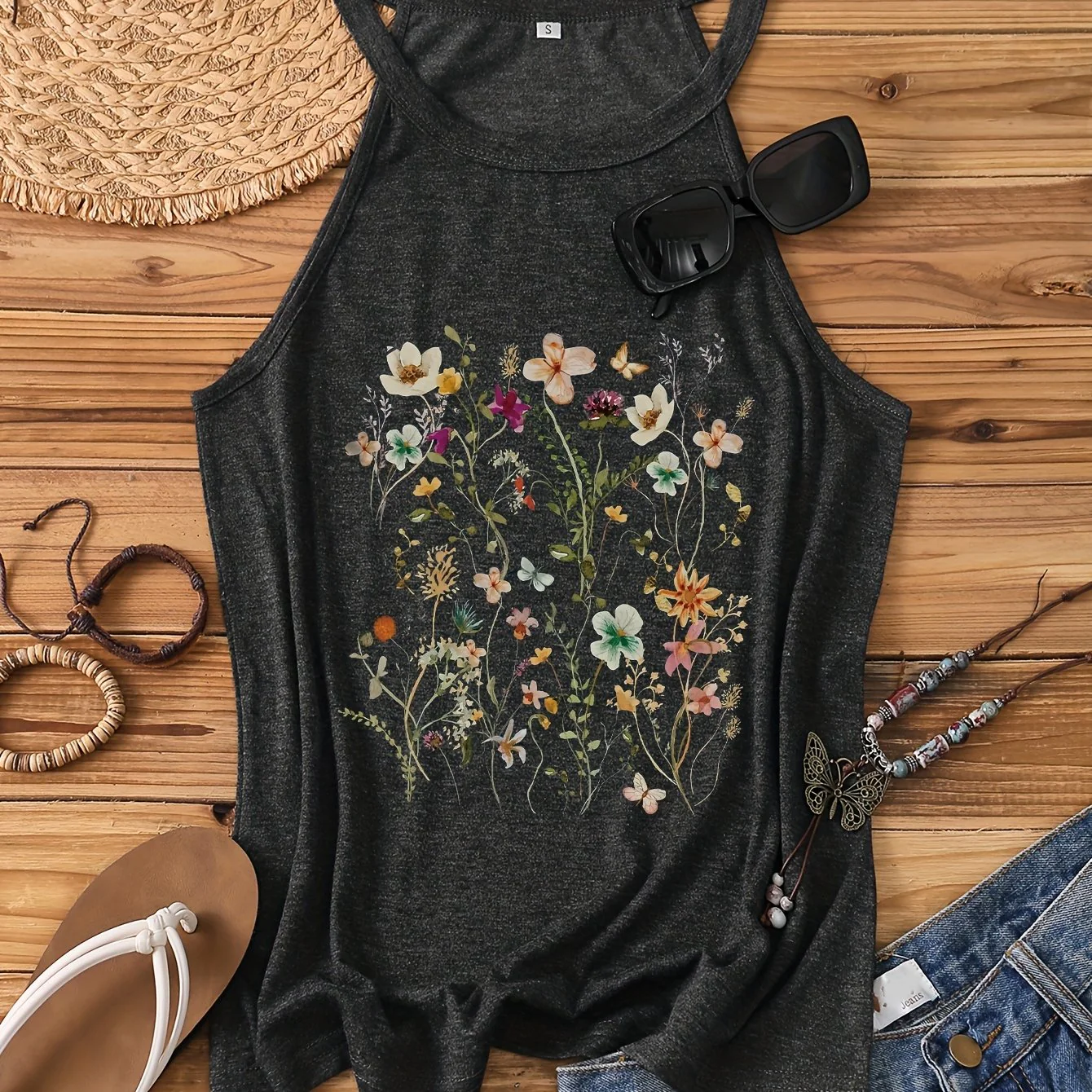 Débardeur Femme Style Bohème à Motif Fleurs Sauvages – Idéal Été et Loisirs - Image 11