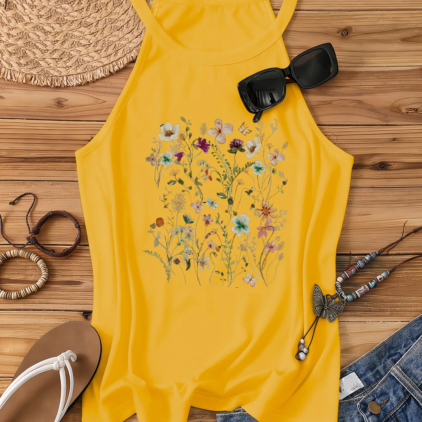 Débardeur Femme Style Bohème à Motif Fleurs Sauvages – Idéal Été et Loisirs - Image 12