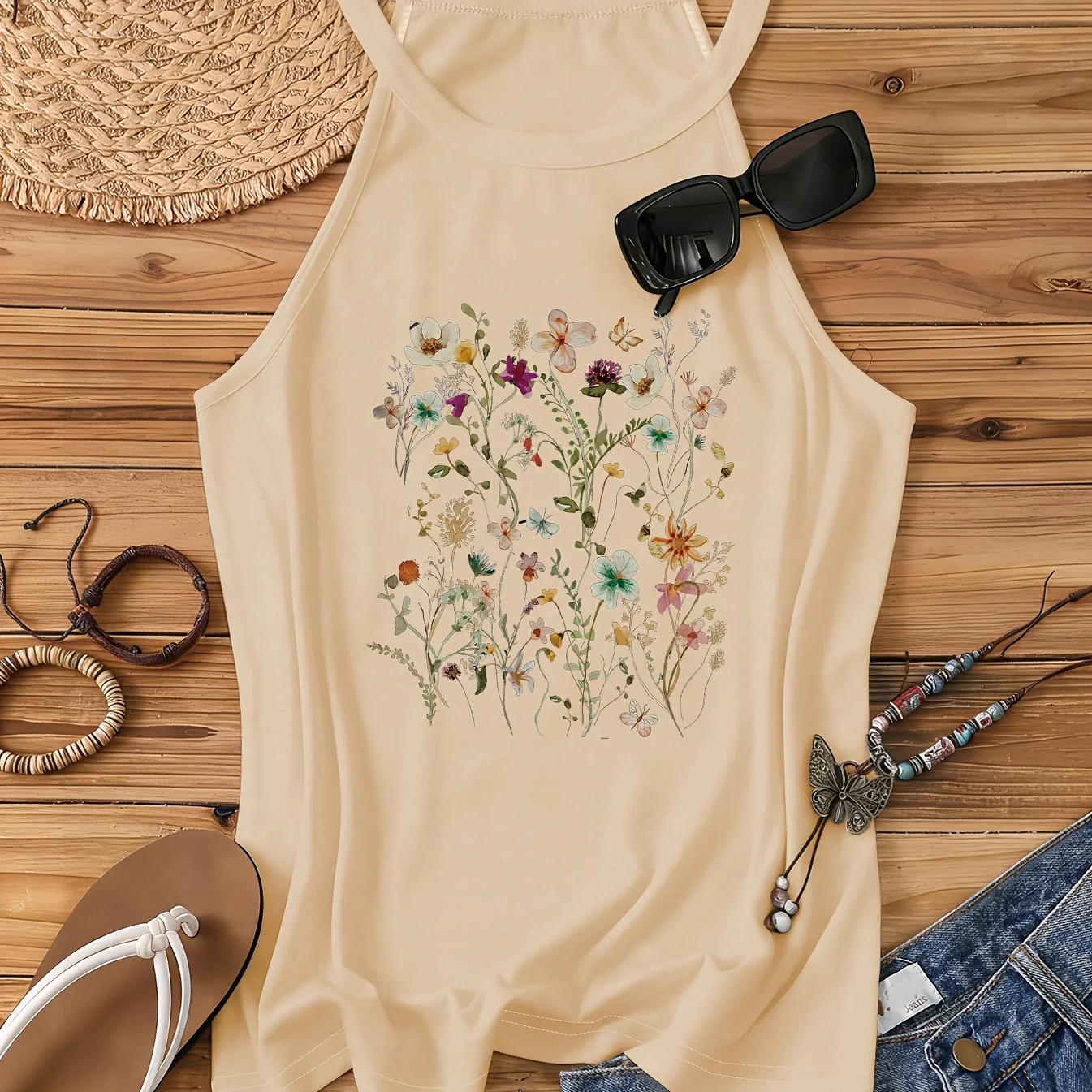 Débardeur Femme Style Bohème à Motif Fleurs Sauvages – Idéal Été et Loisirs - Image 13