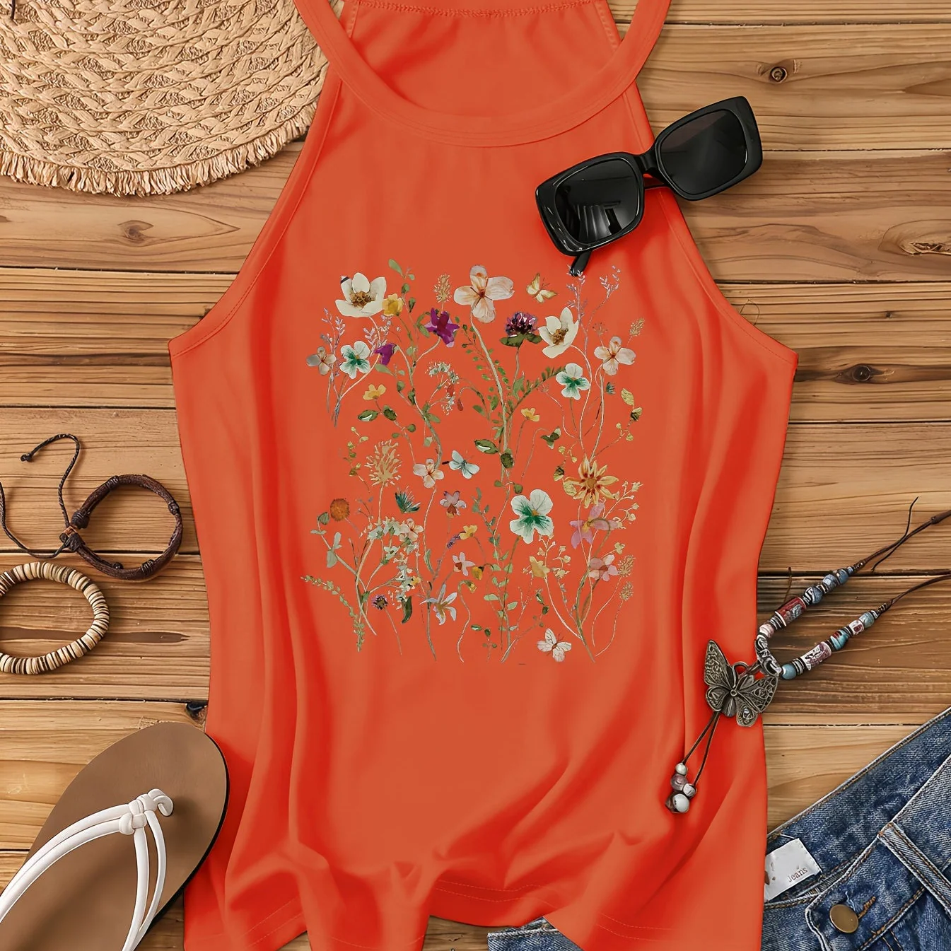 Débardeur Femme Style Bohème à Motif Fleurs Sauvages – Idéal Été et Loisirs - Image 14