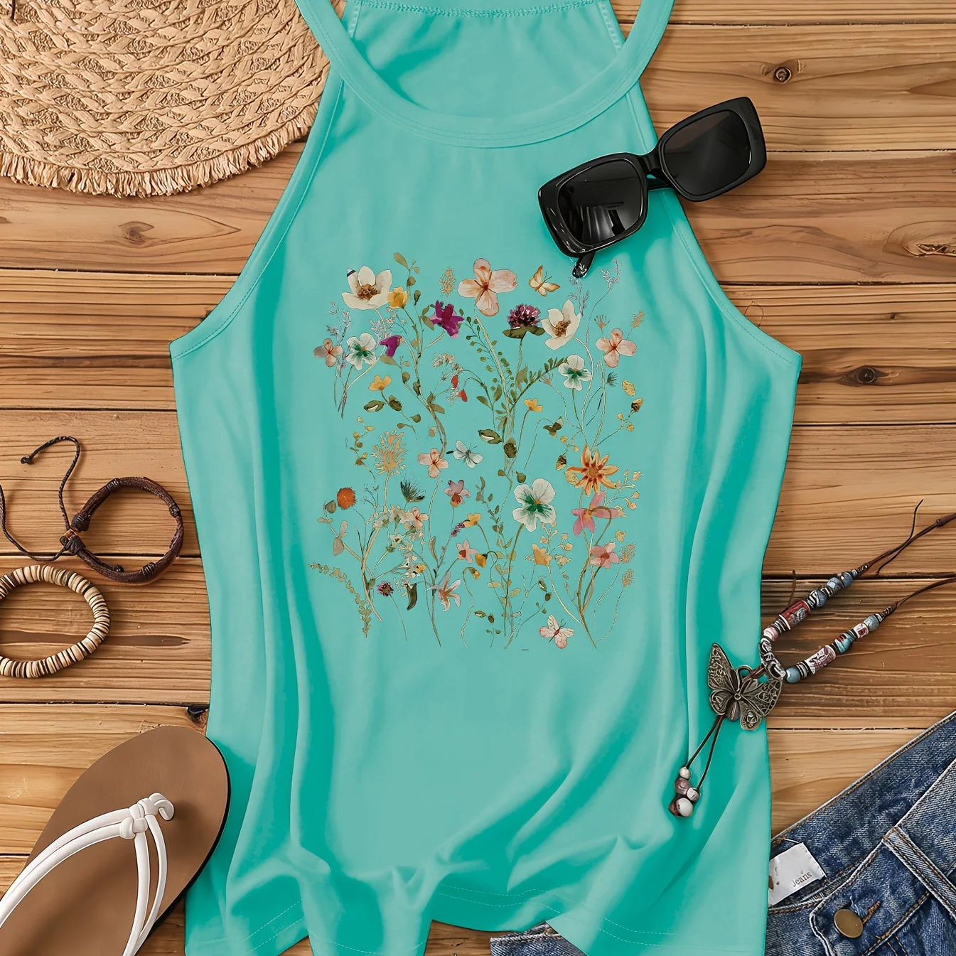 Débardeur Femme Style Bohème à Motif Fleurs Sauvages – Idéal Été et Loisirs - Image 15