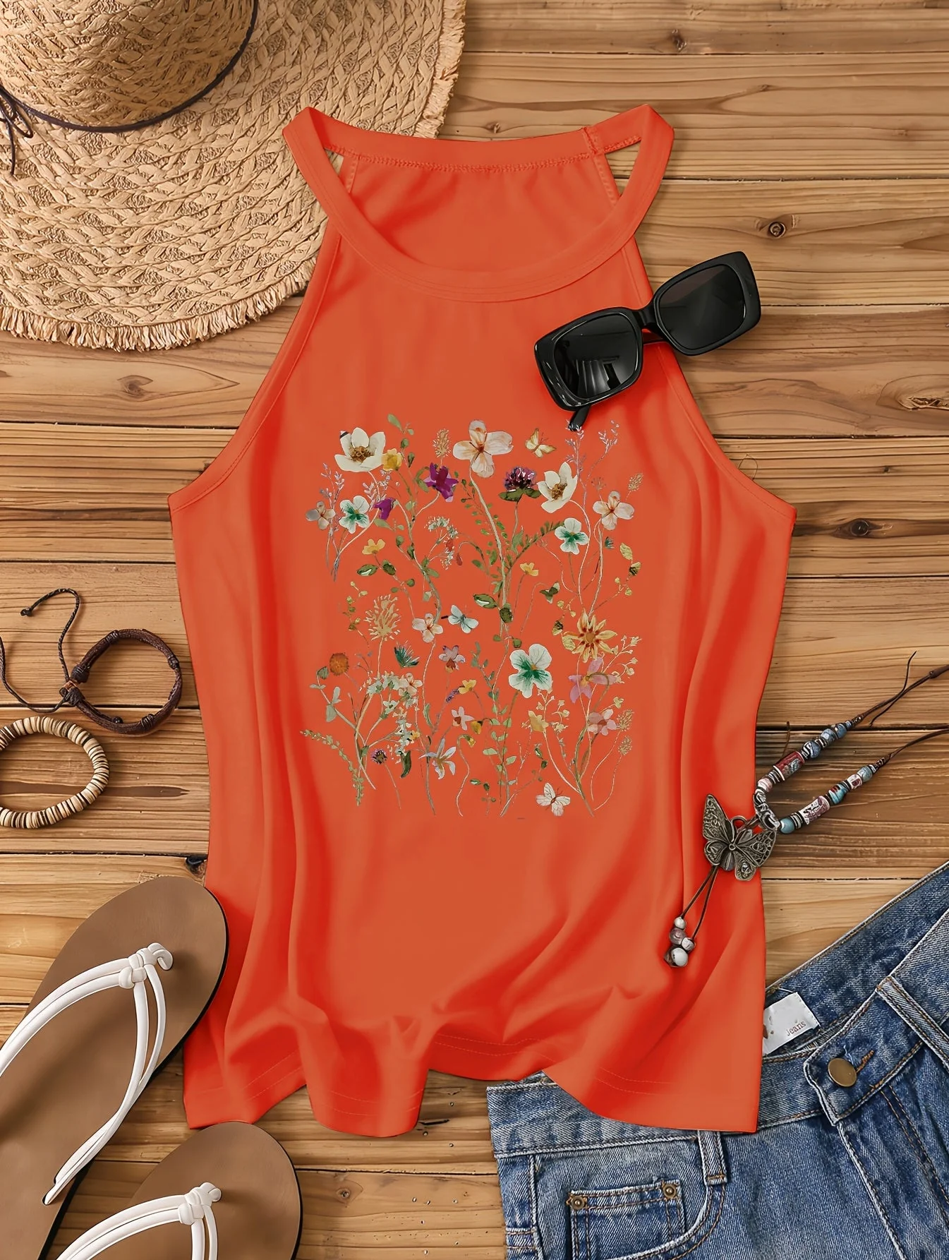 Débardeur Femme Style Bohème à Motif Fleurs Sauvages – Idéal Été et Loisirs - Image 3