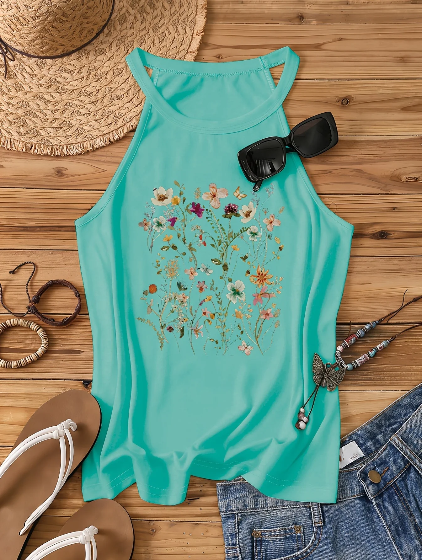 Débardeur Femme Style Bohème à Motif Fleurs Sauvages – Idéal Été et Loisirs - Image 4