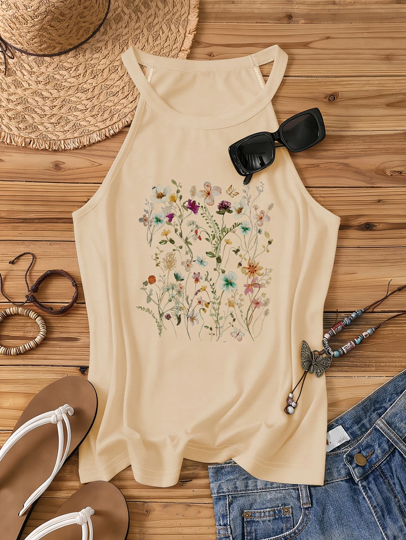 Débardeur Femme Style Bohème à Motif Fleurs Sauvages – Idéal Été et Loisirs - Image 5
