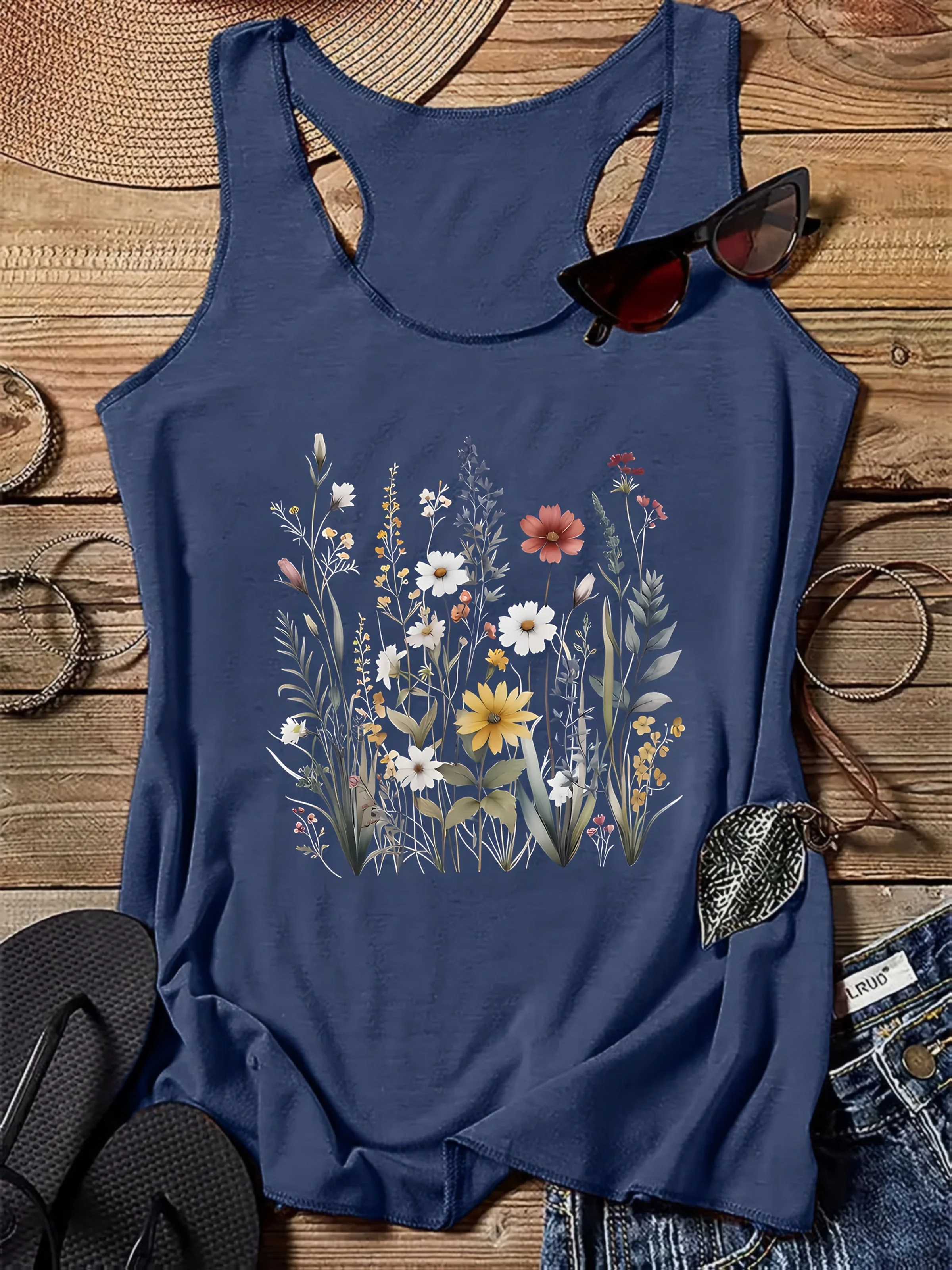 Débardeur femme style bohème à motif floral champêtre pour l'été - Casual chic - Image 3