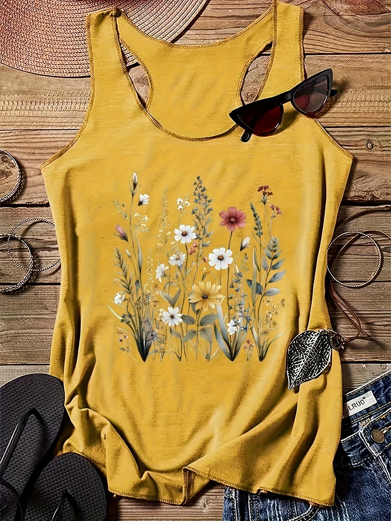 Débardeur femme style bohème à motif floral champêtre pour l'été - Casual chic - Image 4