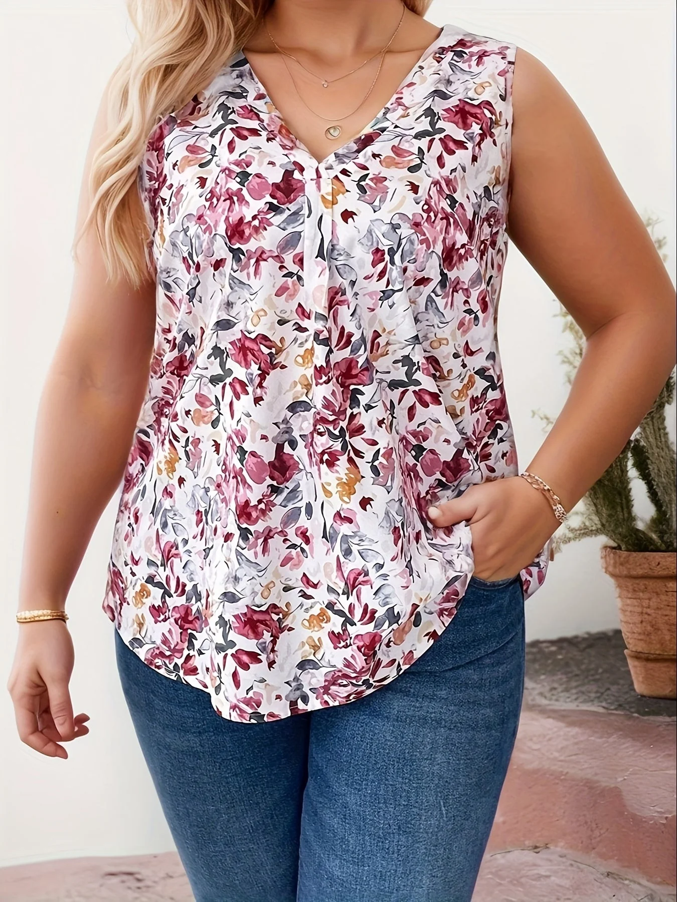 Débardeur sans manches femme style élégant imprimé fleuri pour un look décontracté chic - Image 2