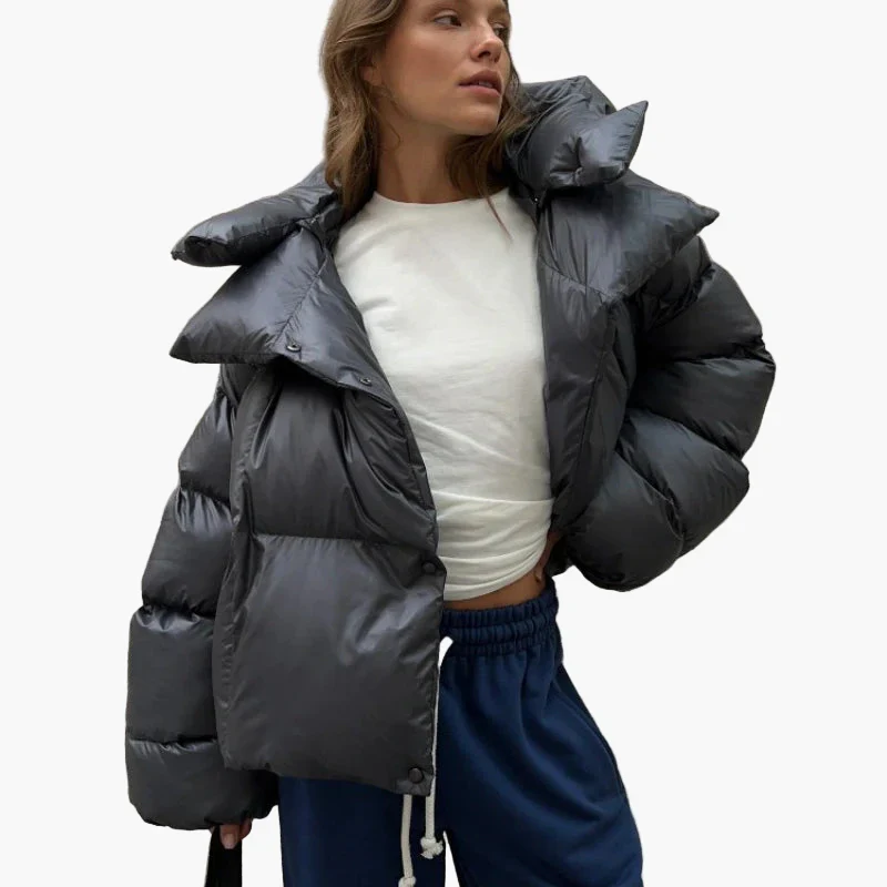 Doudoune courte oversize femme style urbain tendance hiver - Image 8