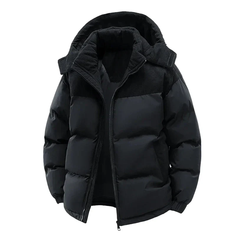 Doudoune épaisse à capuche style urbain pour homme – Veste chaude d’hiver décontractée - Image 2
