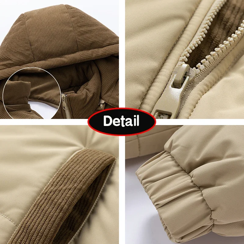 Doudoune épaisse à capuche style urbain pour homme – Veste chaude d’hiver décontractée - Image 6