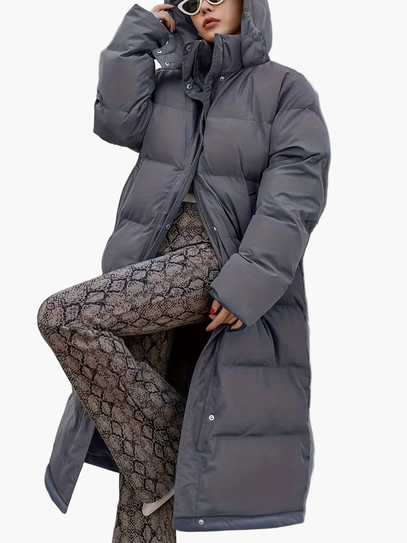 Doudoune Longue Élégante Femme Style Urbain Hiver - Image 2