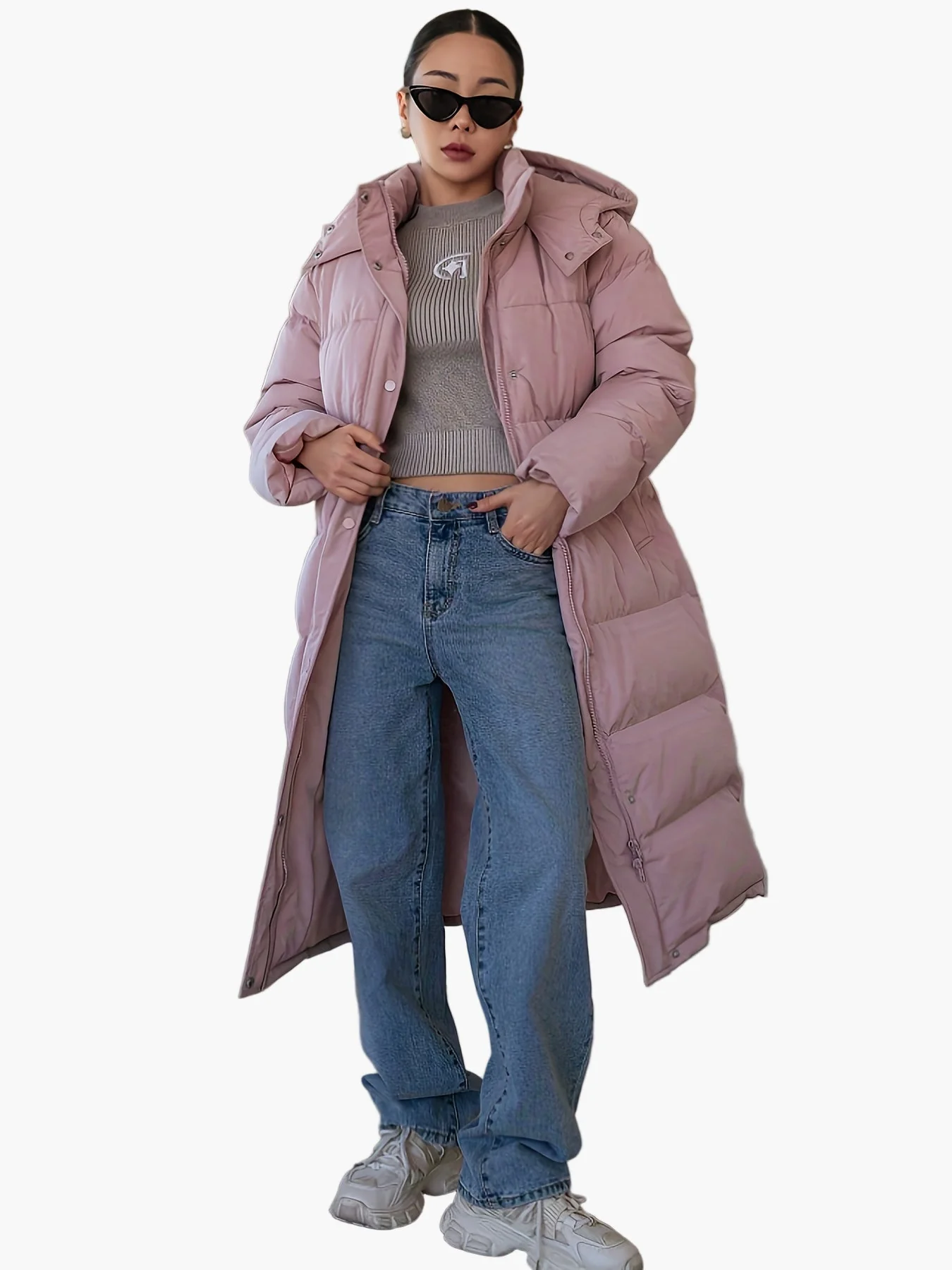 Doudoune Longue Élégante Femme Style Urbain Hiver - Image 4