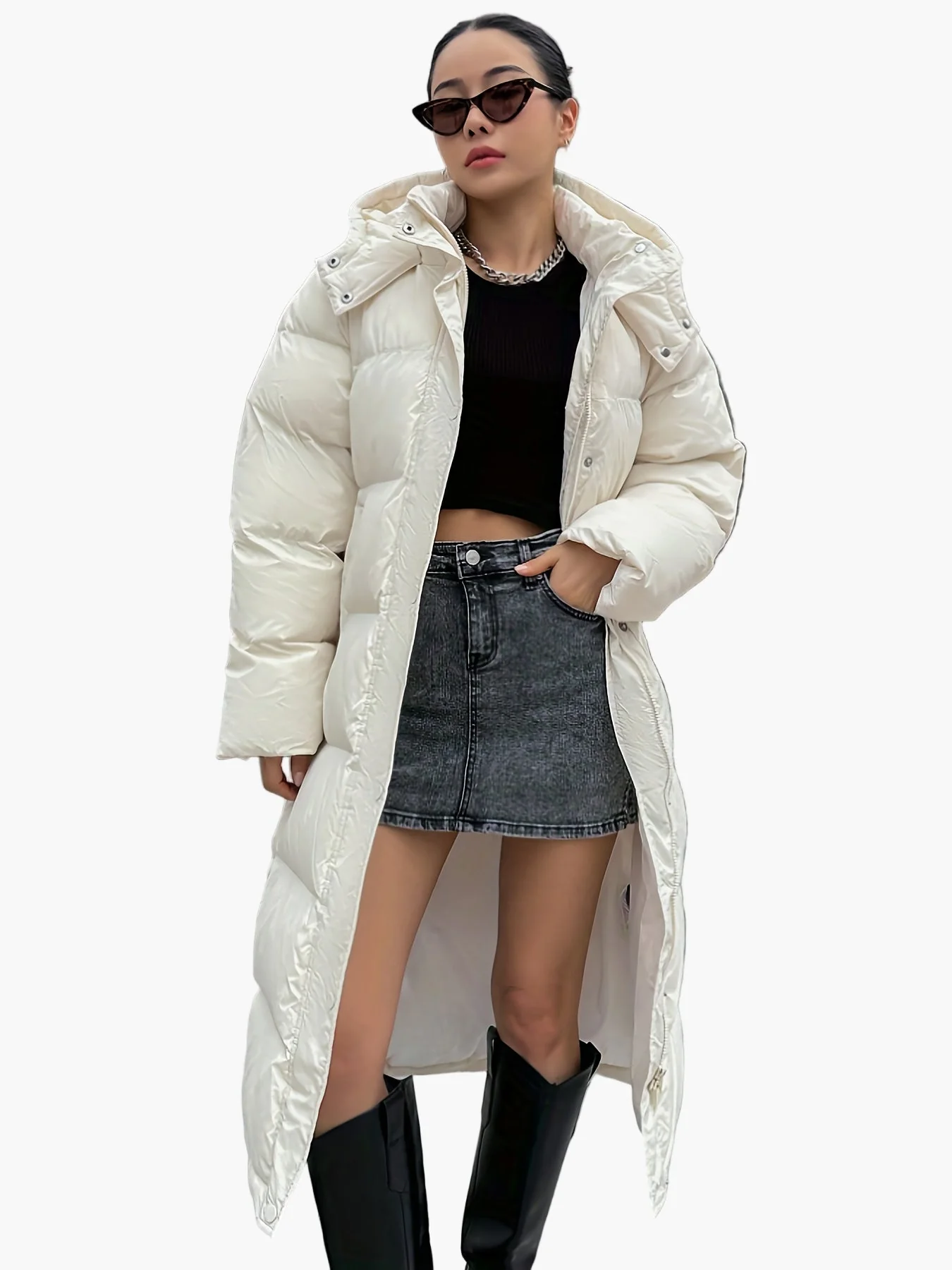 Doudoune Longue Élégante Femme Style Urbain Hiver - Image 5