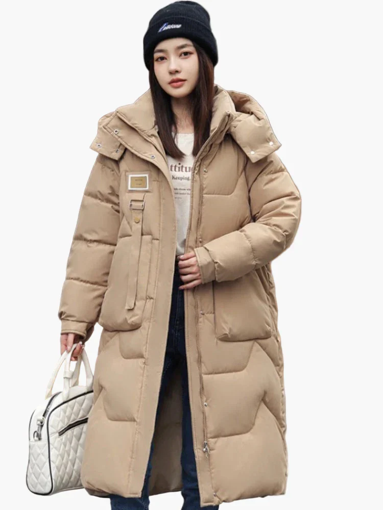 Doudoune Longue Femme Hiver à Capuche Style Urbain Élégant - Image 3