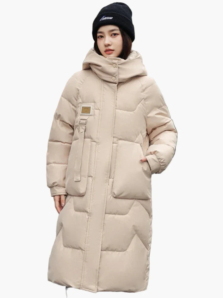 Doudoune Longue Femme Hiver à Capuche Style Urbain Élégant - Image 4