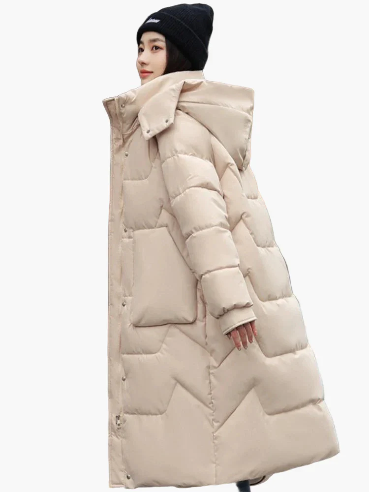 Doudoune Longue Femme Hiver à Capuche Style Urbain Élégant - Image 5