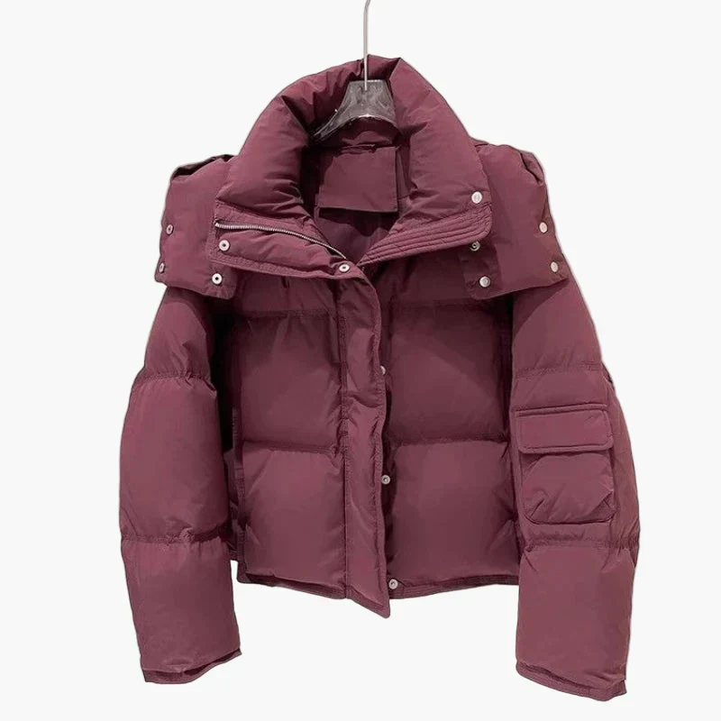 Doudoune matelassée courte à capuche pour femme - Style urbain chaud et tendance - Image 6