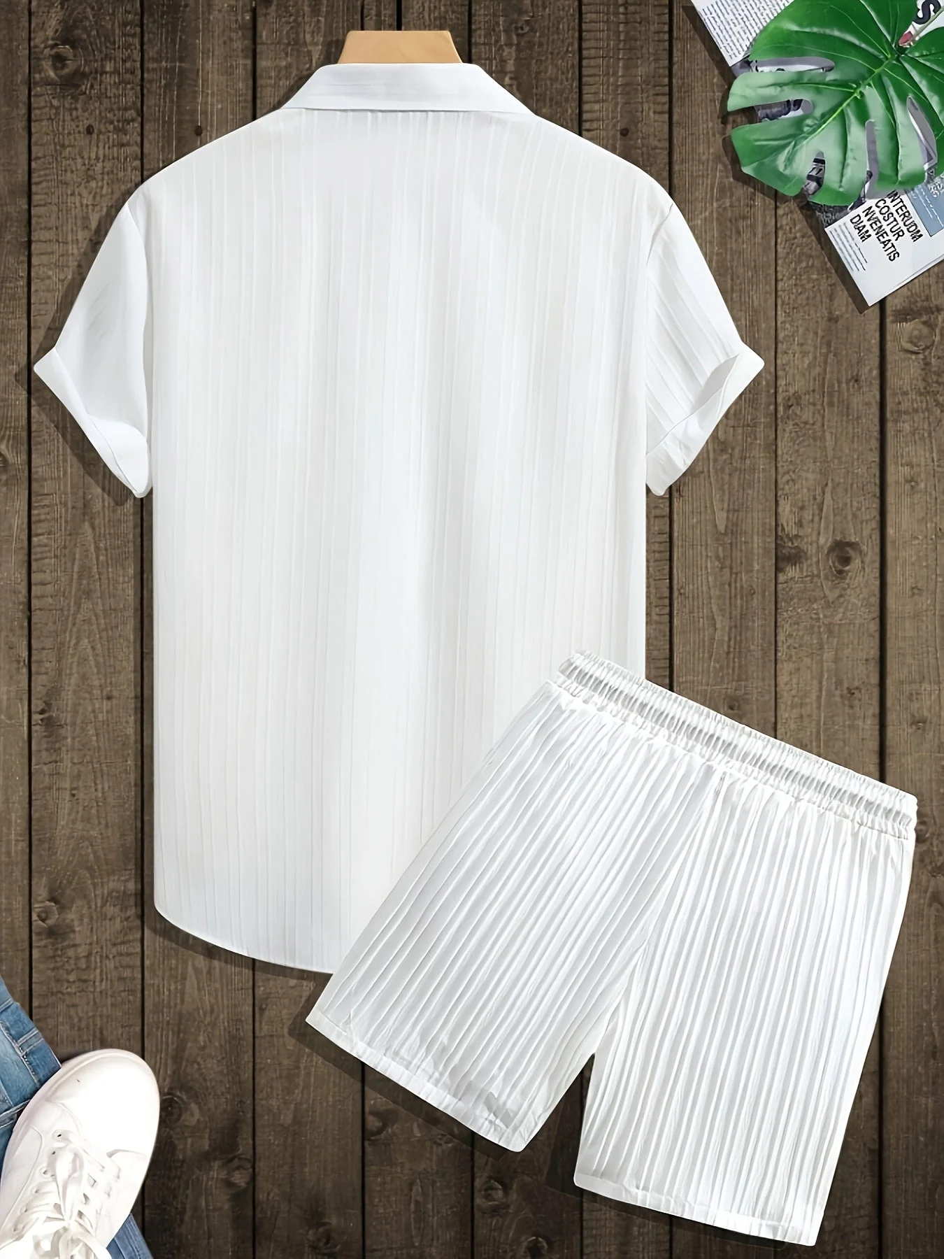 Ensemble Chemise et Short Décontracté Homme Style Plissé - Look Estival Chic et Moderne - Image 2