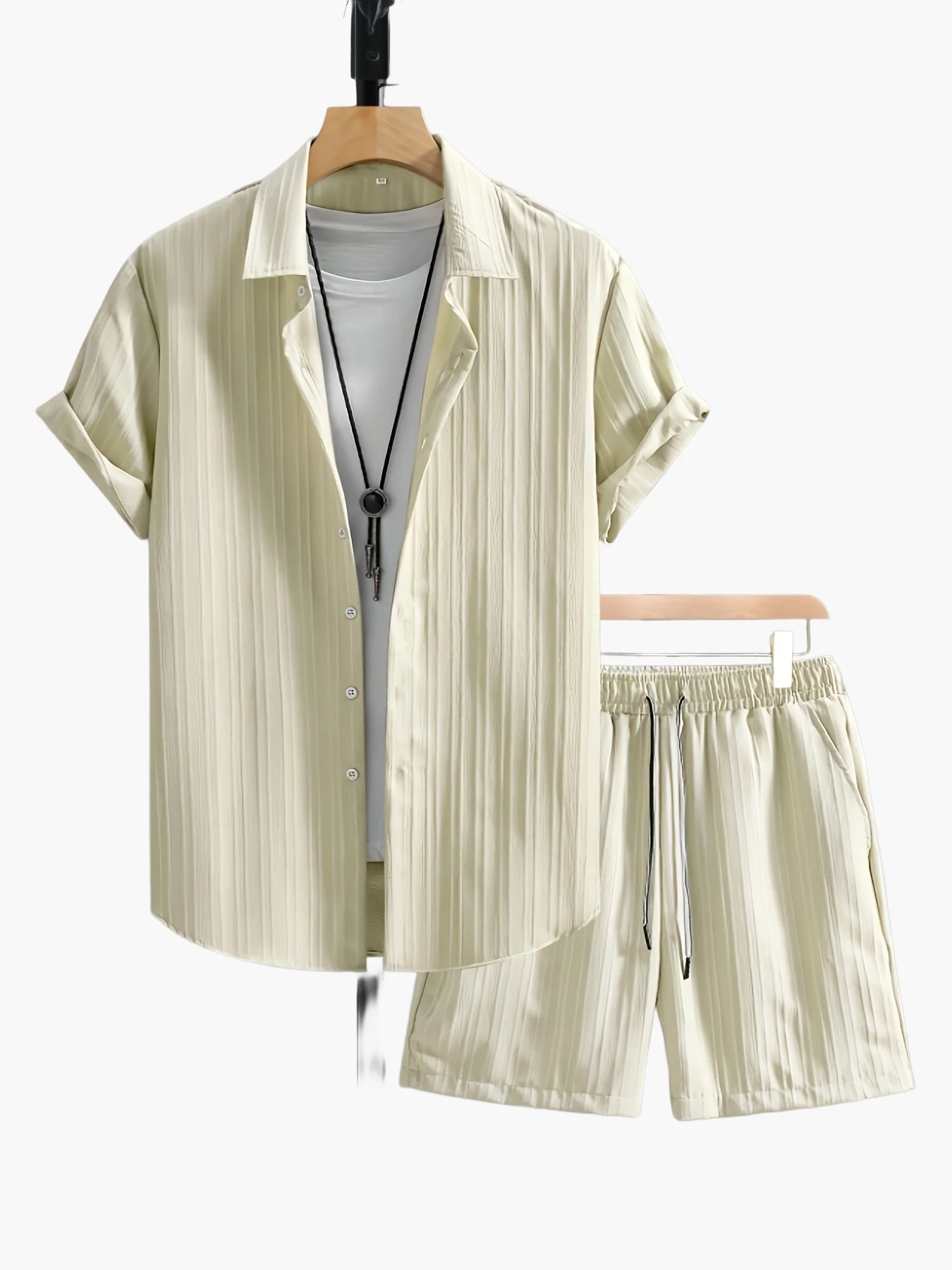 Ensemble Chemise et Short Décontracté Homme Style Plissé - Look Estival Chic et Moderne - Image 7