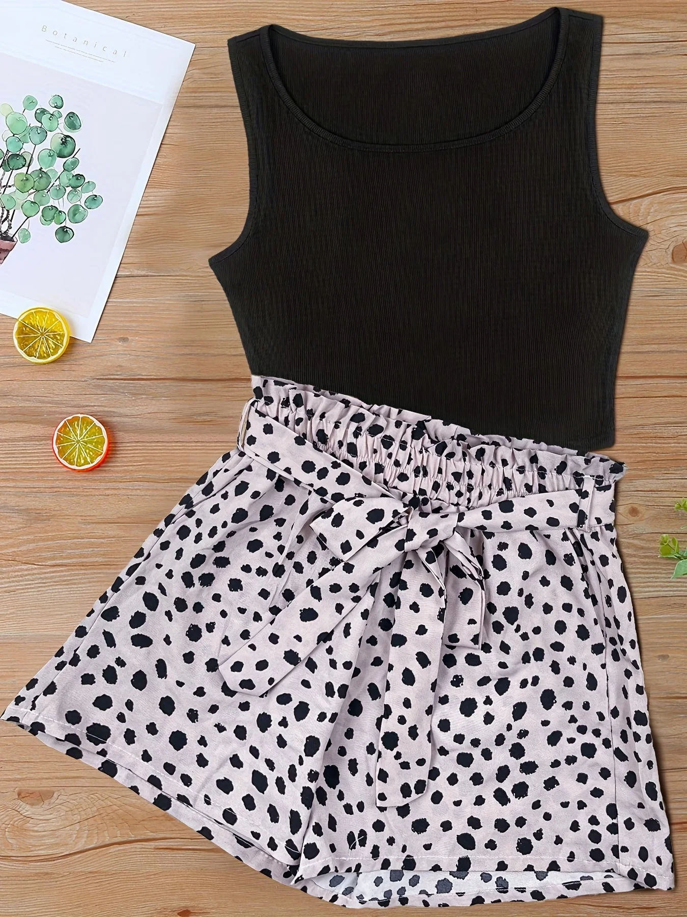 Ensemble Débardeur et Short Taille Haute Imprimé Femme Style Élégant Été - Image 3