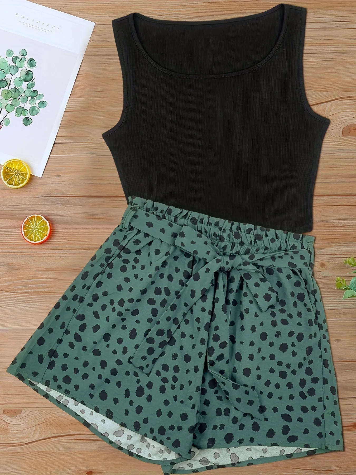 Ensemble Débardeur et Short Taille Haute Imprimé Femme Style Élégant Été - Image 5