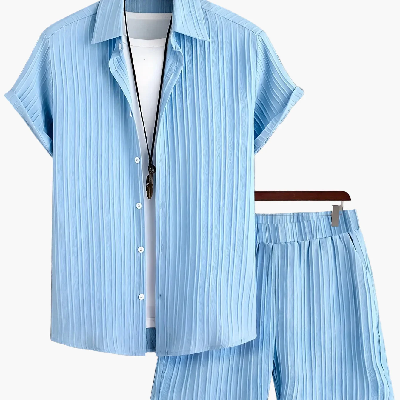 Ensemble décontracté estival pour homme, chemise à manches courtes et short, style urbain, idéal pour l'été - Image 14