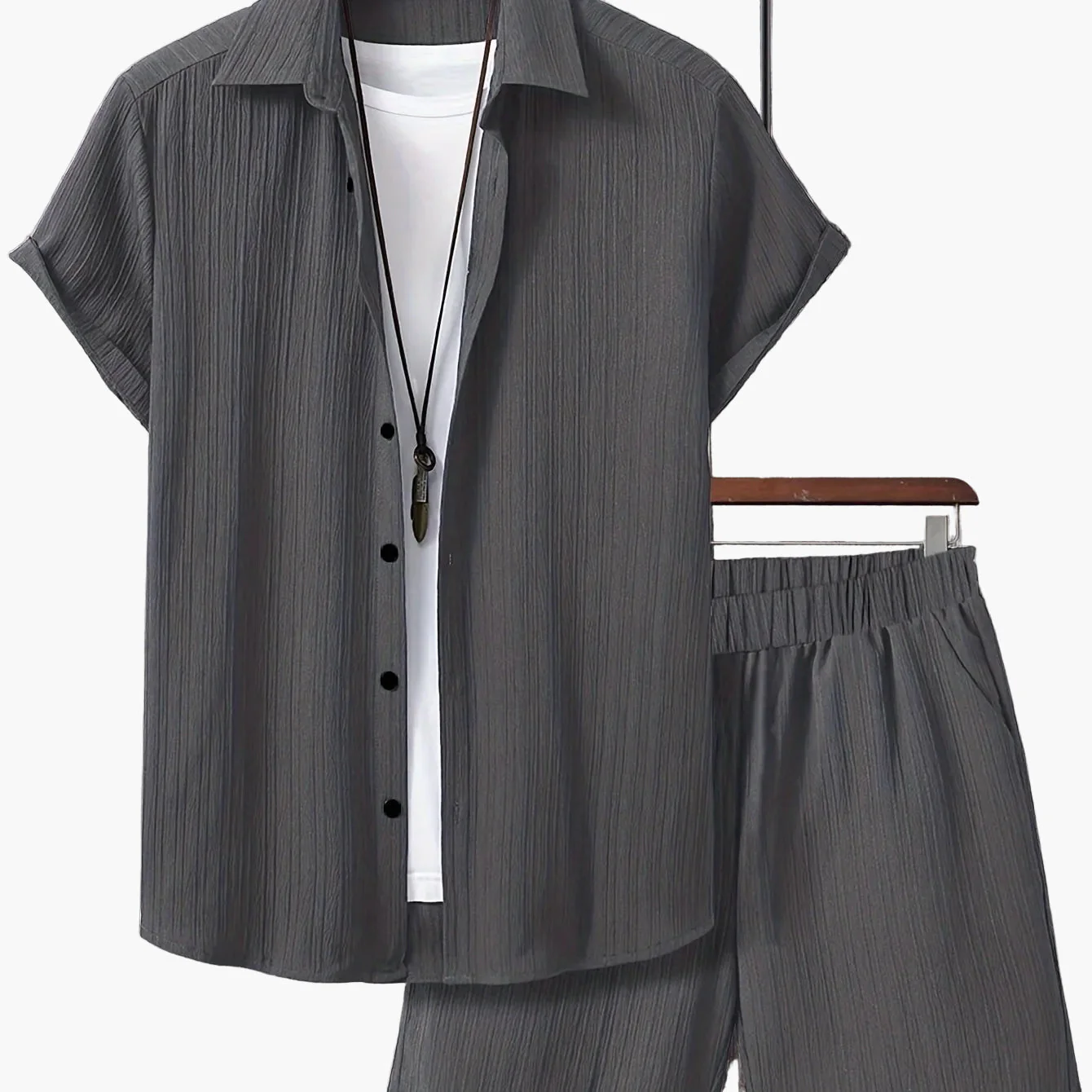 Ensemble décontracté estival pour homme, chemise à manches courtes et short, style urbain, idéal pour l'été - Image 15