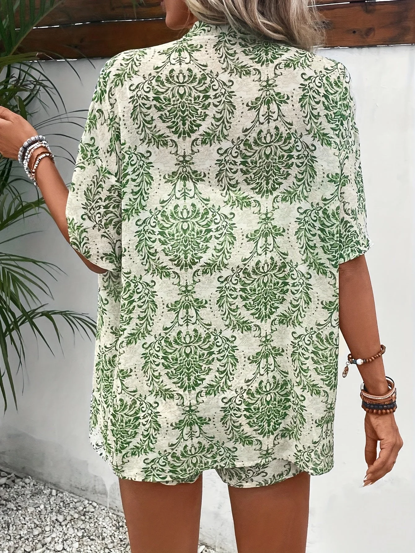 Ensemble Décontracté Femme Style Bohème 2 Pièces Veste Kimono et Short Motif Floral Été - Image 6