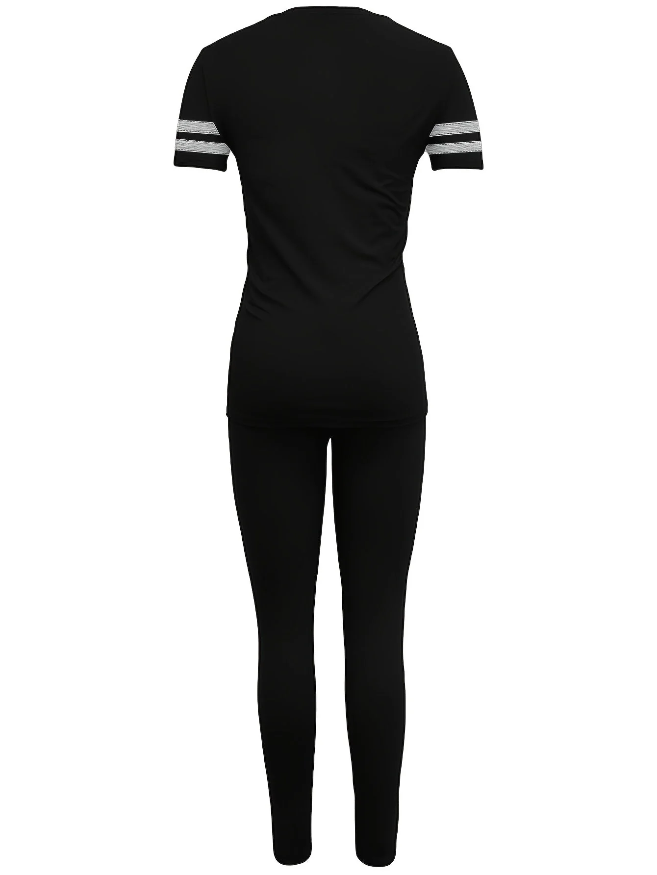 Ensemble Décontracté Femme T-shirt à Rayures et Legging – Style Sport Chic Quotidien - Image 8