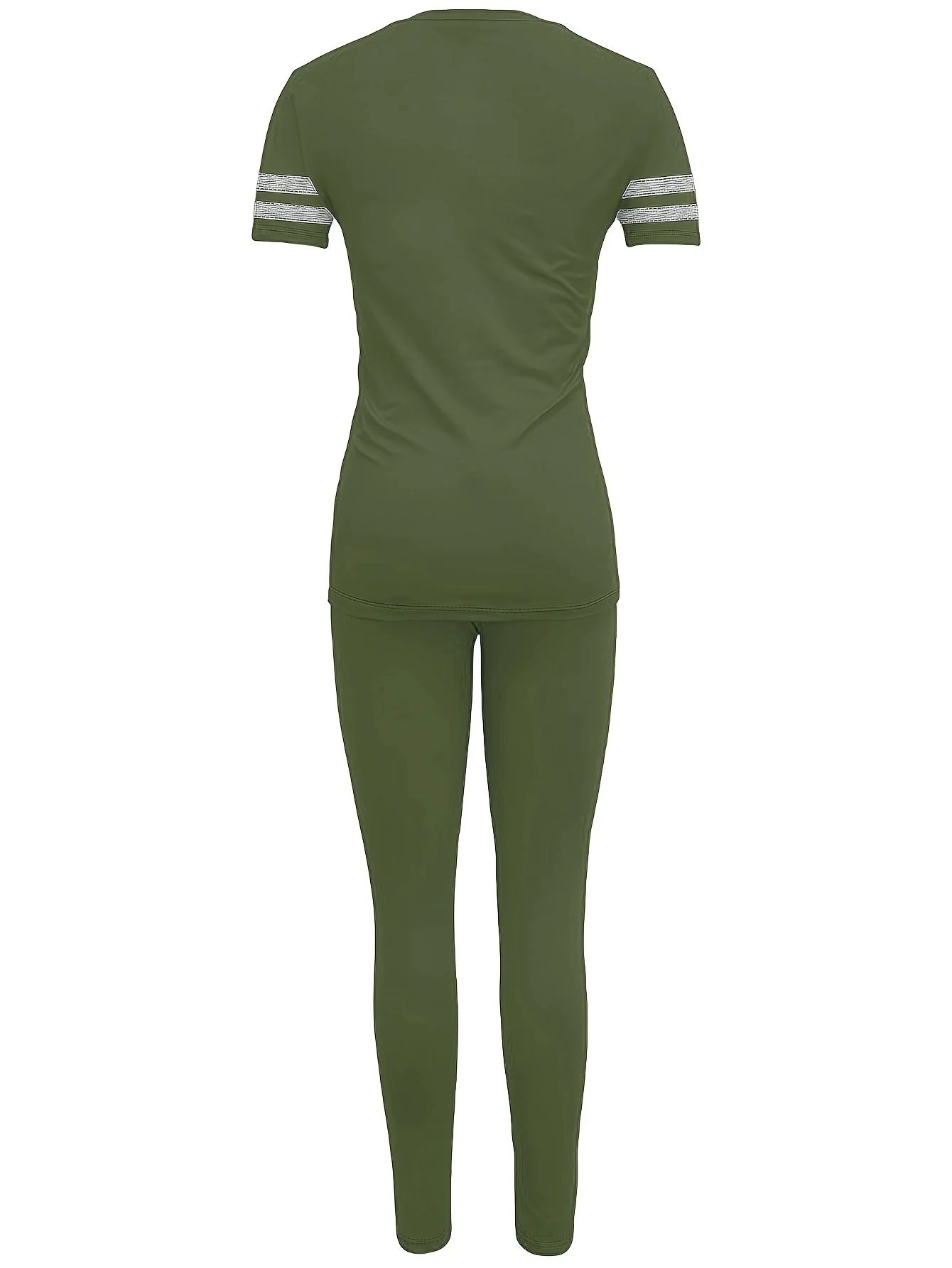 Ensemble Décontracté Femme T-shirt à Rayures et Legging – Style Sport Chic Quotidien - Image 9